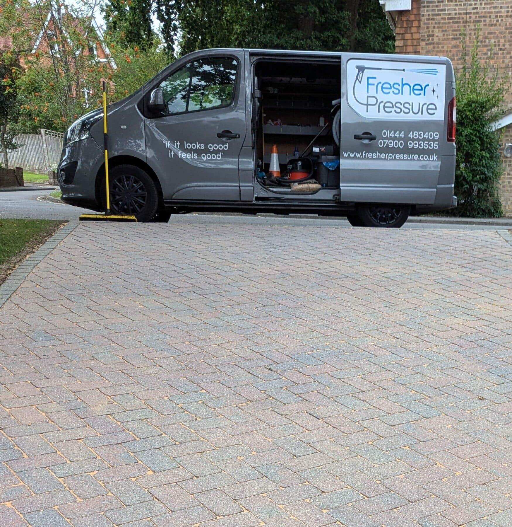 The Fresher Pressure van, fully equipped for interior floor restoration and exterior cleaning across Haywards Heath