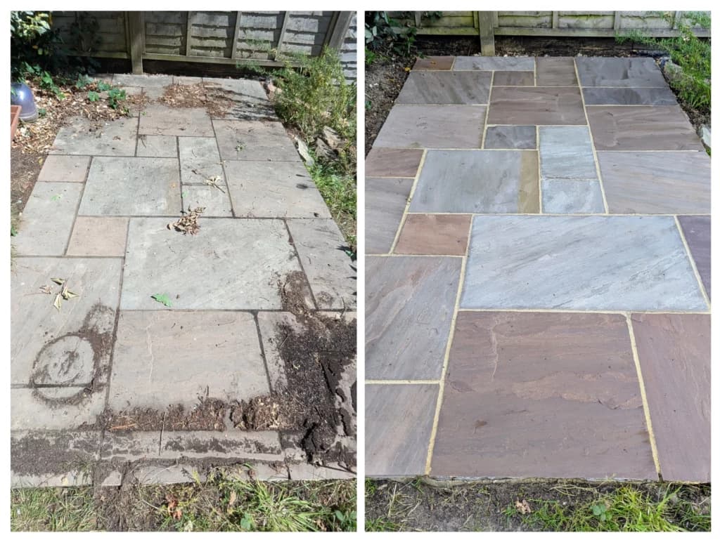 Compact garden patio brought back life fresher pressure cleaning