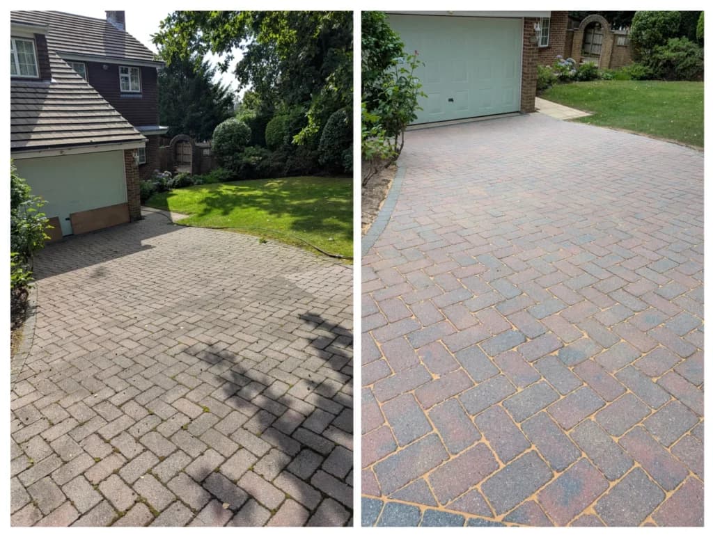 Driveway pressure wash with sharp edging finish fresher pressure service