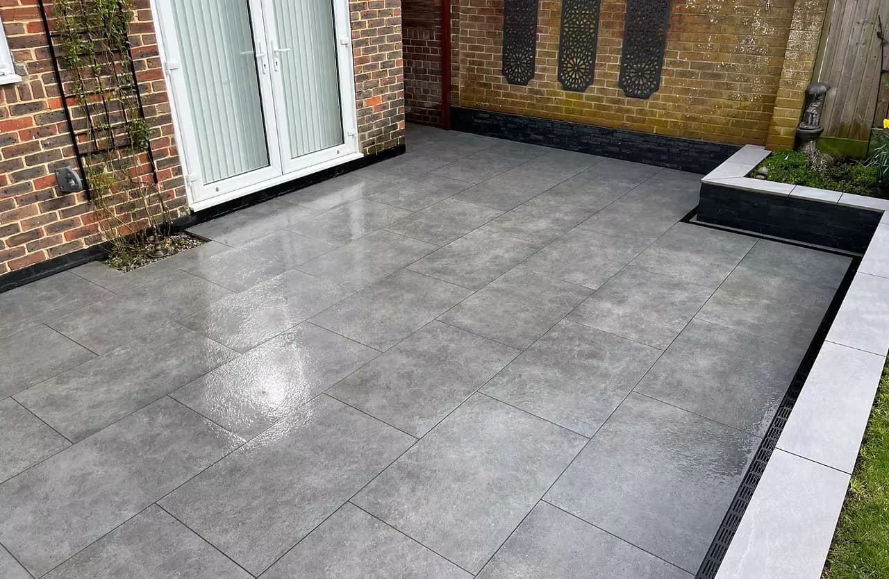 A cleaned patio, photographed on a Fresher Pressure job