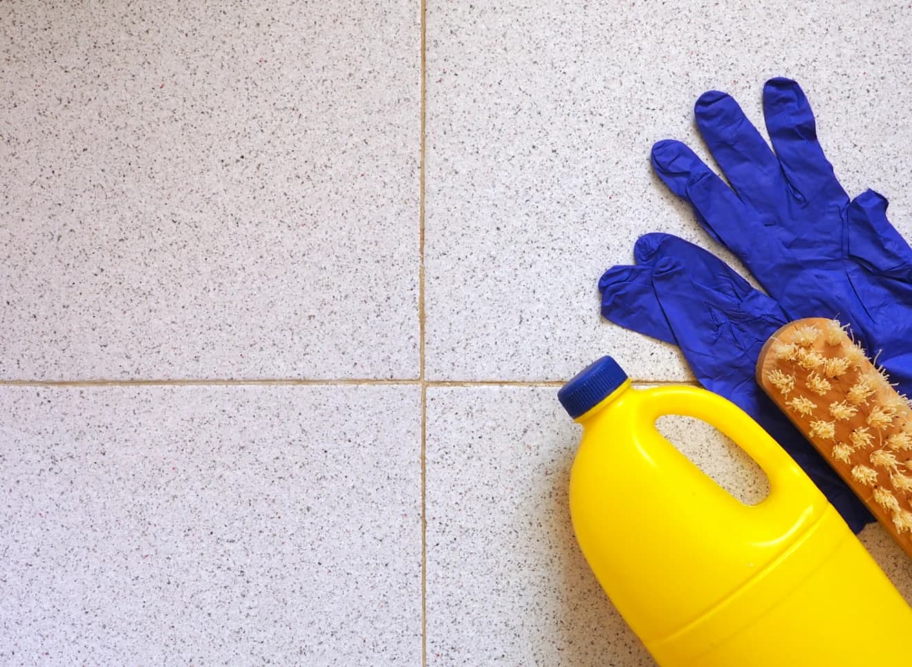 A porcelain tiled floor cleaned by Fresher Pressure