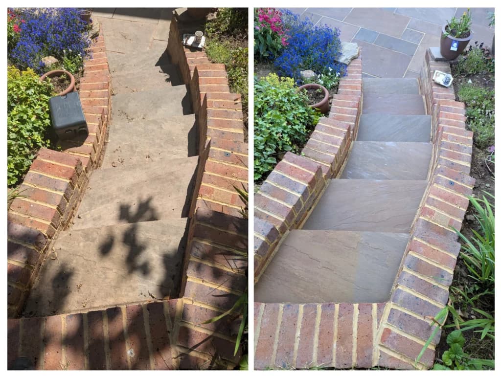 Pressure washed garden steps a clean finish by fresher pressure