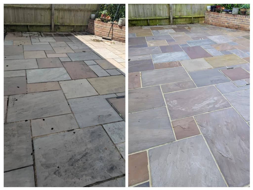 Vibrant natural stone patio cleaned perfection fresher pressure