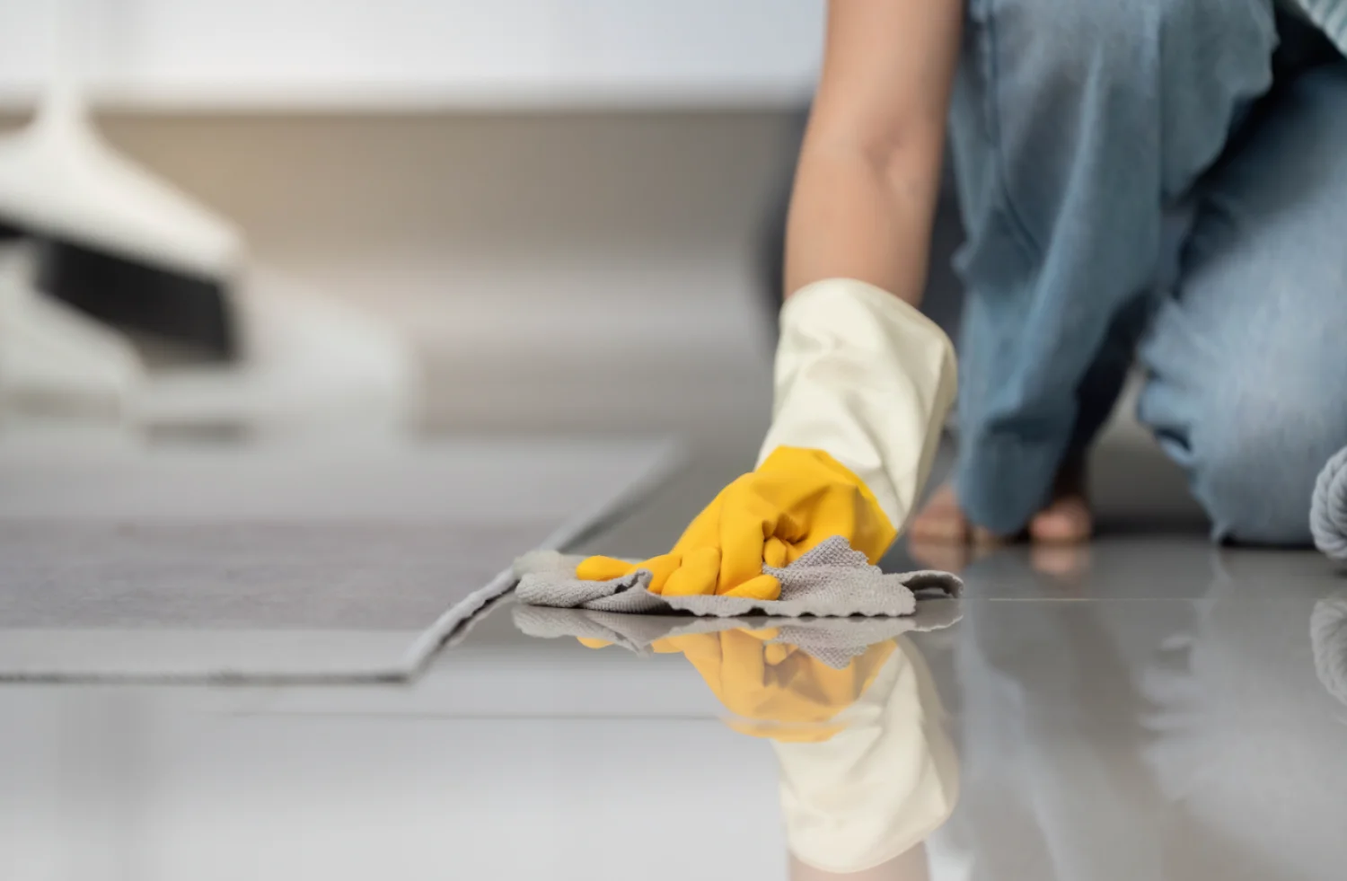 A natural stone floor after deep cleaning by Fresher Pressure