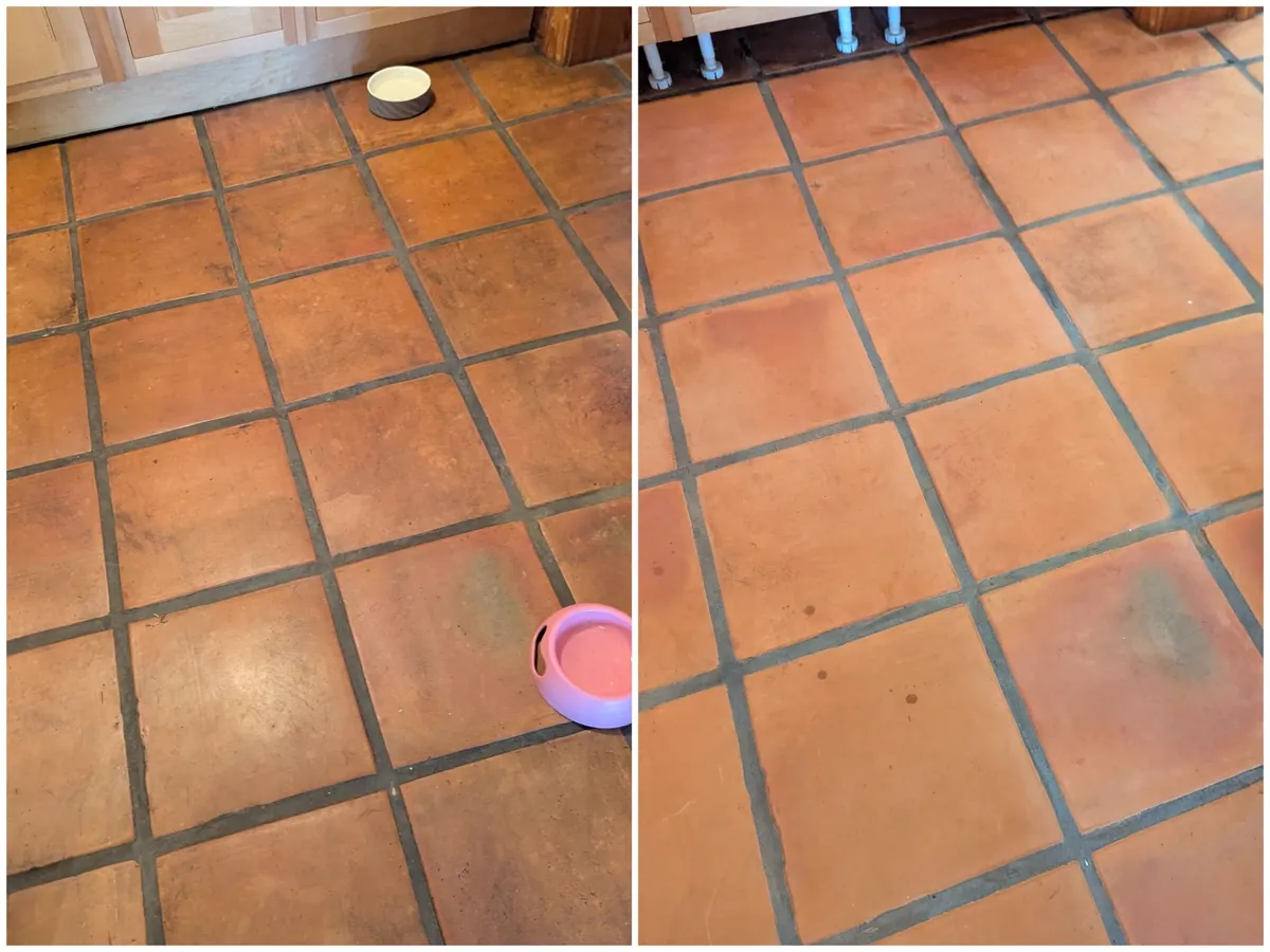 Terracotta tile floor cleaning by Fresher Pressure