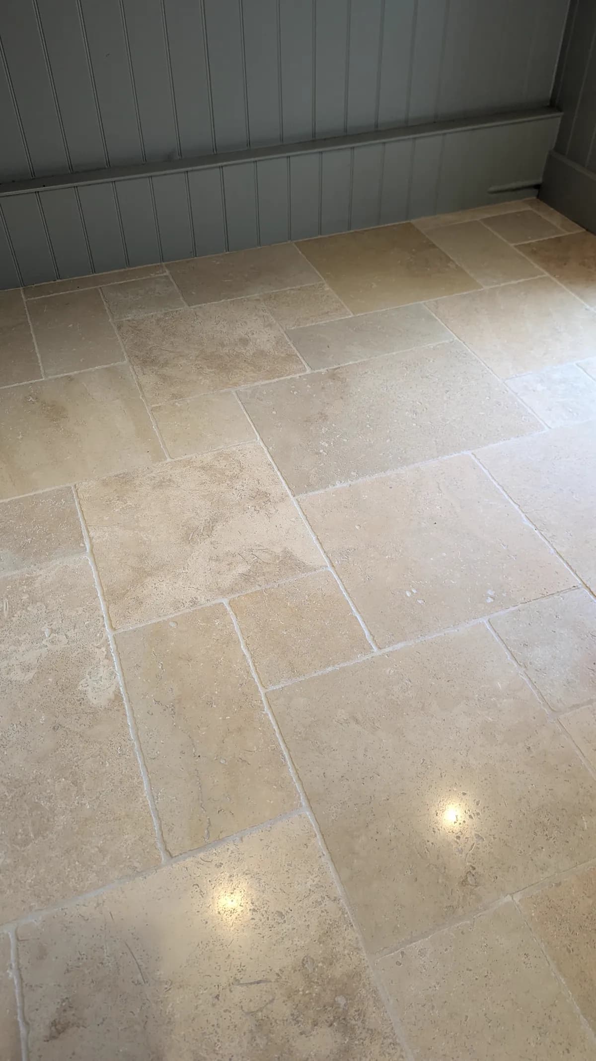Travertine floor restoration by Fresher Pressure
